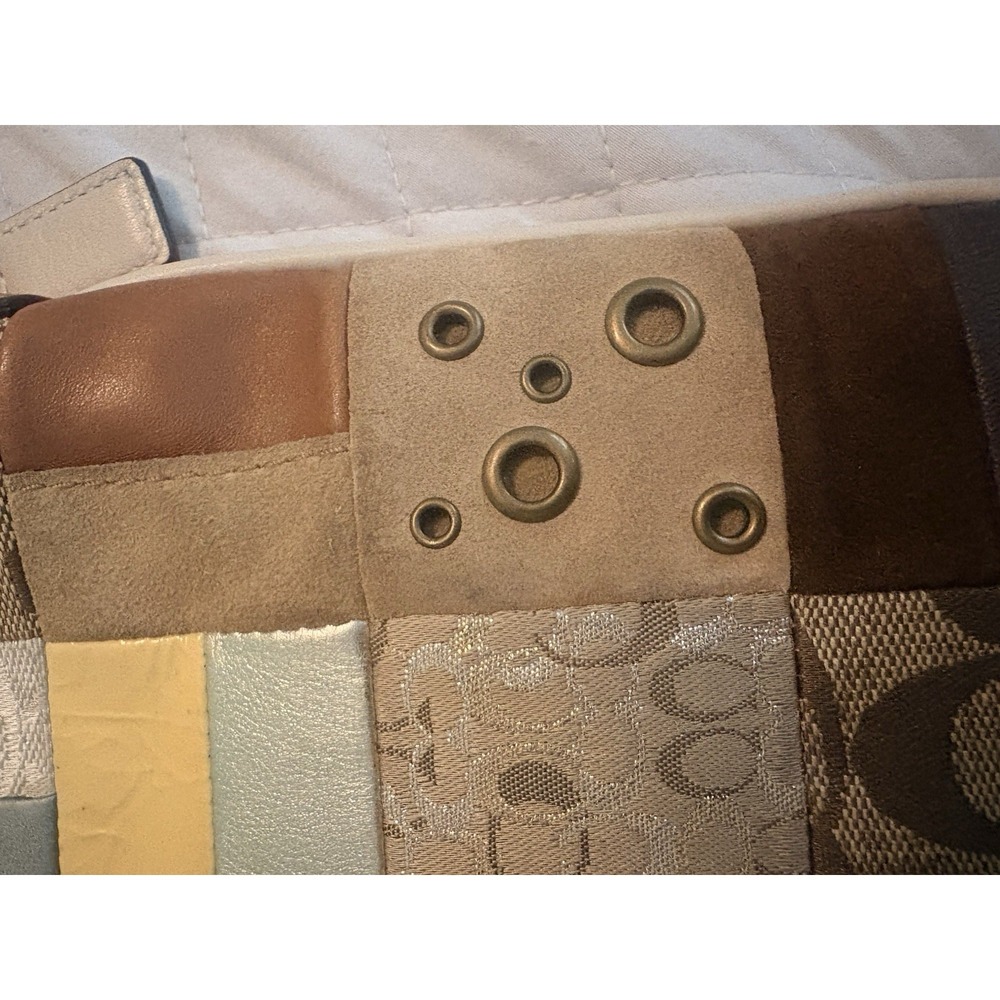 VTG Coach Patchwork Crossbody Y2K Signature C Leather Metallic Suede - Picture 15 of 16